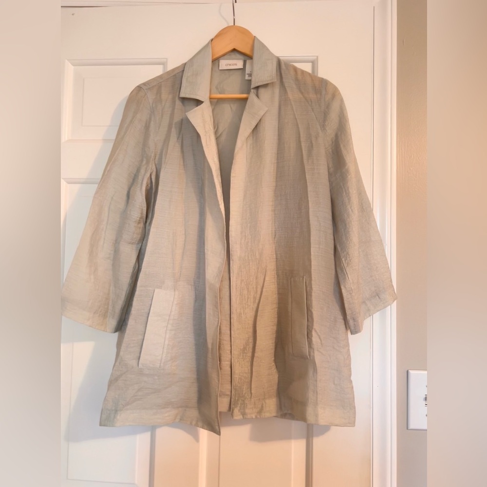 Chicos Silver Metallic Cardigan size 1-M